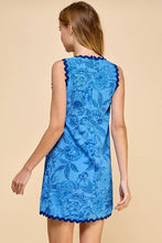 Load image into Gallery viewer, Blue On Blue Floral Scalloped Trim Dress
