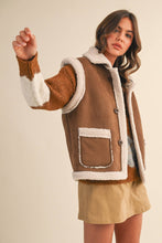 Load image into Gallery viewer, Sherpa Suede Button Up Vest
