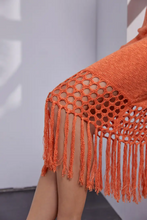 Load image into Gallery viewer, Mandarin Knit Fringe Dress
