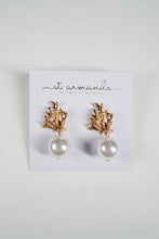 Load image into Gallery viewer, Pearl Gold Coral Mini Statement Earrings

