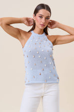 Load image into Gallery viewer, The Capri Shell Embellished Knit Halter Top
