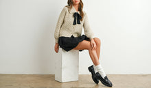 Load image into Gallery viewer, Preppy Chic Bow Collared Cardigan Sweater
