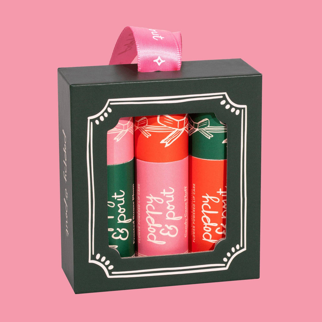 Poppy & Pout Holiday Lip Balm Trio Ornament