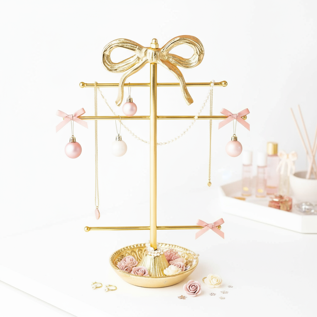 Gold Bow Jewelry Holder