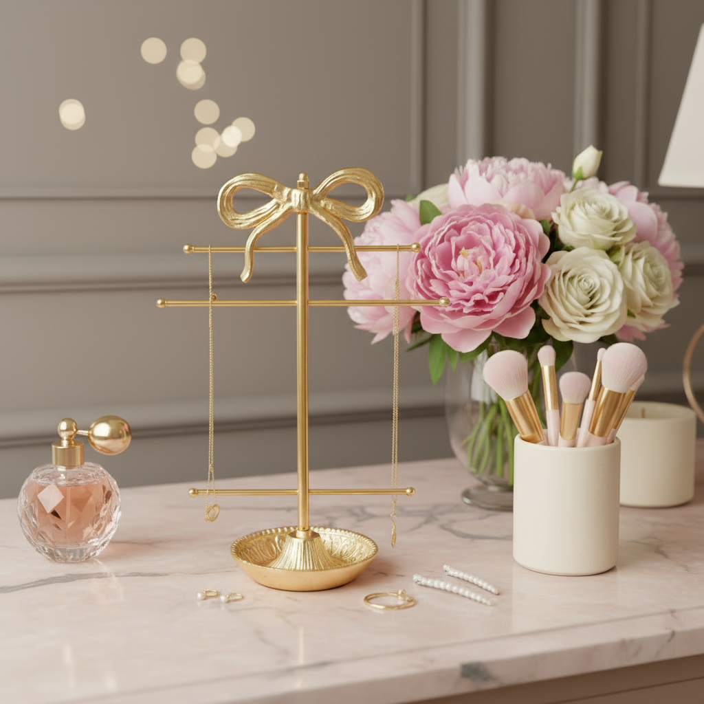 Gold Bow Jewelry Holder