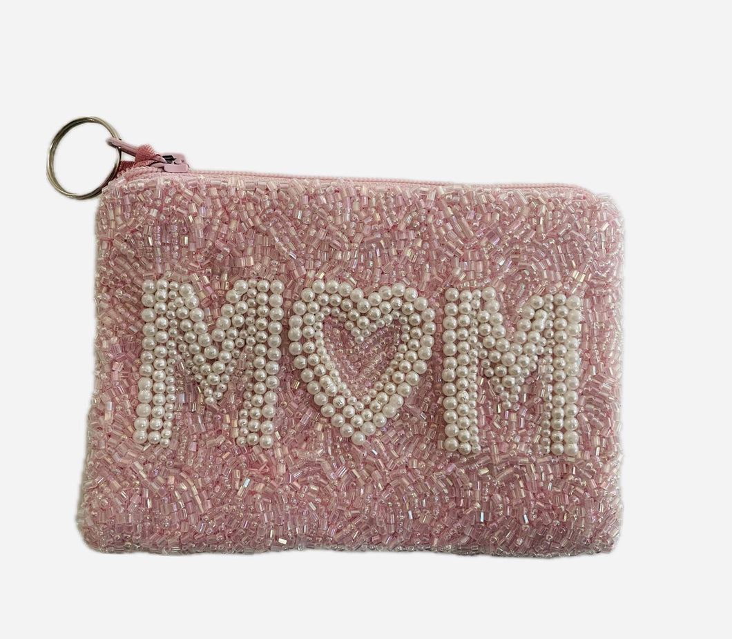 Pearl Mom Beaded Zip Pouch