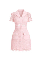 Load image into Gallery viewer, Pretty In Pink Crochet Lace Mini Dress
