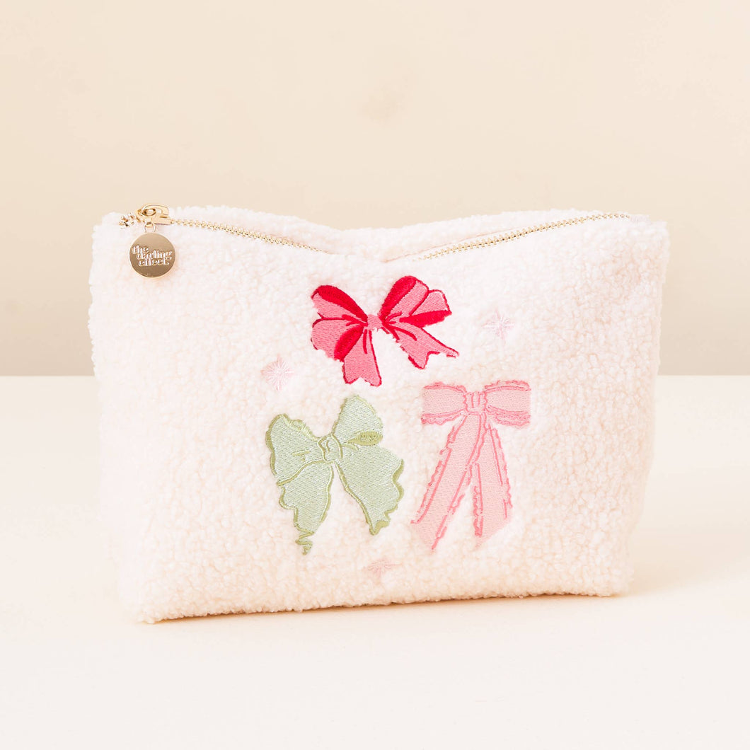 Bow Affair Sherpa Teddy Pouch