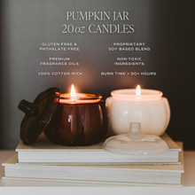 Load image into Gallery viewer, Warm &amp; Cozy Pumpkin Jar 20oz Soy Candle
