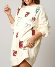 Load image into Gallery viewer, Christmas Cheers Cocktails Sweatshirt Dress
