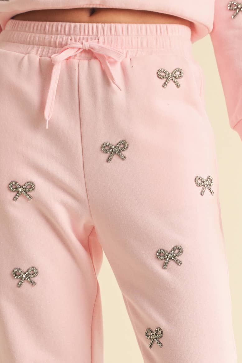 Crystal Bow Cotton Sweatpants