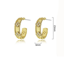 Load image into Gallery viewer, Gold CZ Clover Half Hoop Earrings
