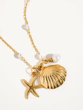 Load image into Gallery viewer, Capella Gold Seashell &amp; Starfish Pearl Necklace
