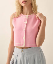 Load image into Gallery viewer, Baby Pink Button-Front Cropped Knit Top
