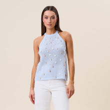 Load image into Gallery viewer, The Capri Shell Embellished Knit Halter Top
