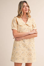 Load image into Gallery viewer, Pretty Little Doll Collar Floral Eyelet Striped Mini Dress
