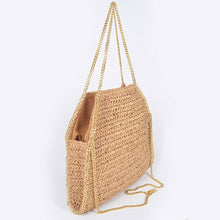 Load image into Gallery viewer, The Cote d&#39;Azur Straw Chain Tote Bag
