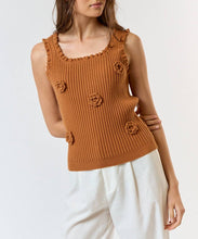 Load image into Gallery viewer, 3D Flower Ruffled Knit Sweater Tank Top
