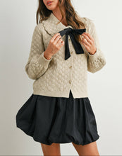 Load image into Gallery viewer, Preppy Chic Bow Collared Cardigan Sweater
