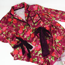 Load image into Gallery viewer, Burgundy Floral Satin Short PJ Set
