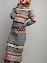 Load image into Gallery viewer, Ribbed Multicolor Midi Sweater Dress
