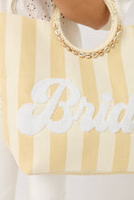 Load image into Gallery viewer, "Bride" Natural Striped Tote Bag
