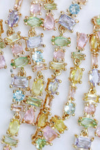 Load image into Gallery viewer, Pastel Toned Crystal Layered Duster Statement Earrings
