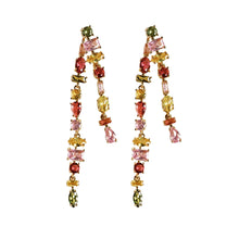 Load image into Gallery viewer, Jewel Toned Crystal Layered Duster Statement Earrings
