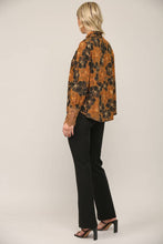 Load image into Gallery viewer, Camel Floral Lace Cuff High Neck Blouse
