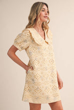 Load image into Gallery viewer, Pretty Little Doll Collar Floral Eyelet Striped Mini Dress
