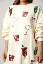 Load image into Gallery viewer, Christmas Cheers Cocktails Sweatshirt Dress
