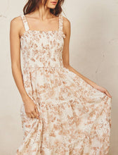 Load image into Gallery viewer, Floral Eyelet Smocked Tiered Midi Dress
