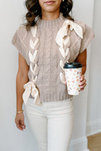 Load image into Gallery viewer, Satin Bow Cable Knit Sweater Vest Top
