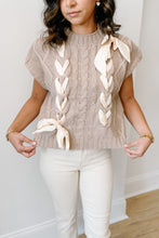 Load image into Gallery viewer, Satin Bow Cable Knit Sweater Vest Top
