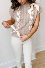 Load image into Gallery viewer, Satin Bow Cable Knit Sweater Vest Top
