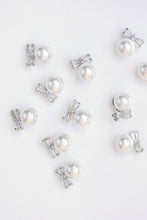 Load image into Gallery viewer, Diamond Bow Mini Pearl Studs
