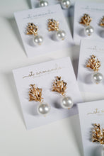 Load image into Gallery viewer, Pearl Gold Coral Mini Statement Earrings
