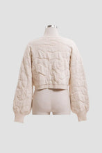 Load image into Gallery viewer, Satin Ribbon Jacquard Pearl Cardigan Sweater
