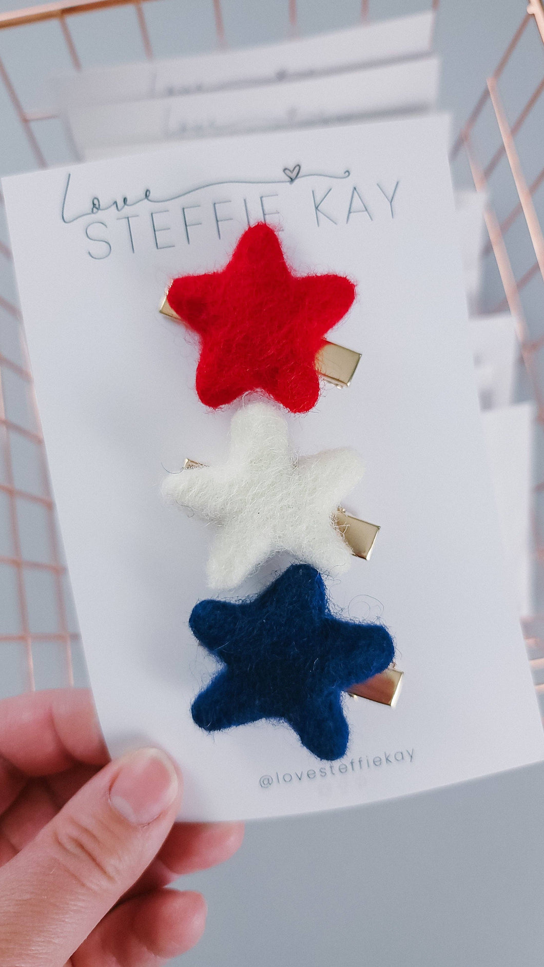 4th of July Stars 3-Pack Felt Clip Set
