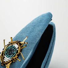 Load image into Gallery viewer, Beaded Evil Eye Denim Headband
