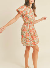 Load image into Gallery viewer, Floral Print Open Back Puff Sleeve Dress
