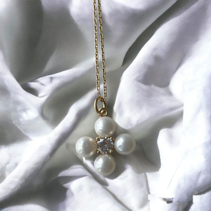 The PLP Pearl Cross Necklace