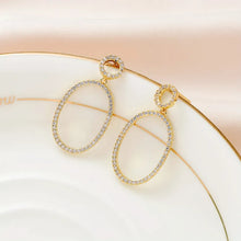Load image into Gallery viewer, Pretty Little Oval Zircon Gold Earrings
