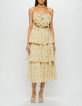 Load image into Gallery viewer, Mellow Yellow Floral Bow Midi Dress
