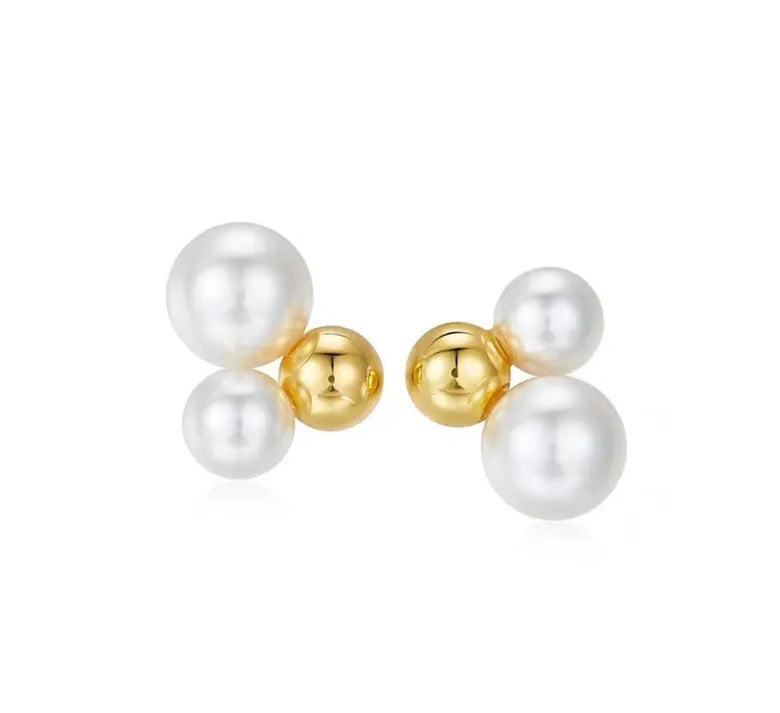 The PLP Triple Pearl Stud Earrings