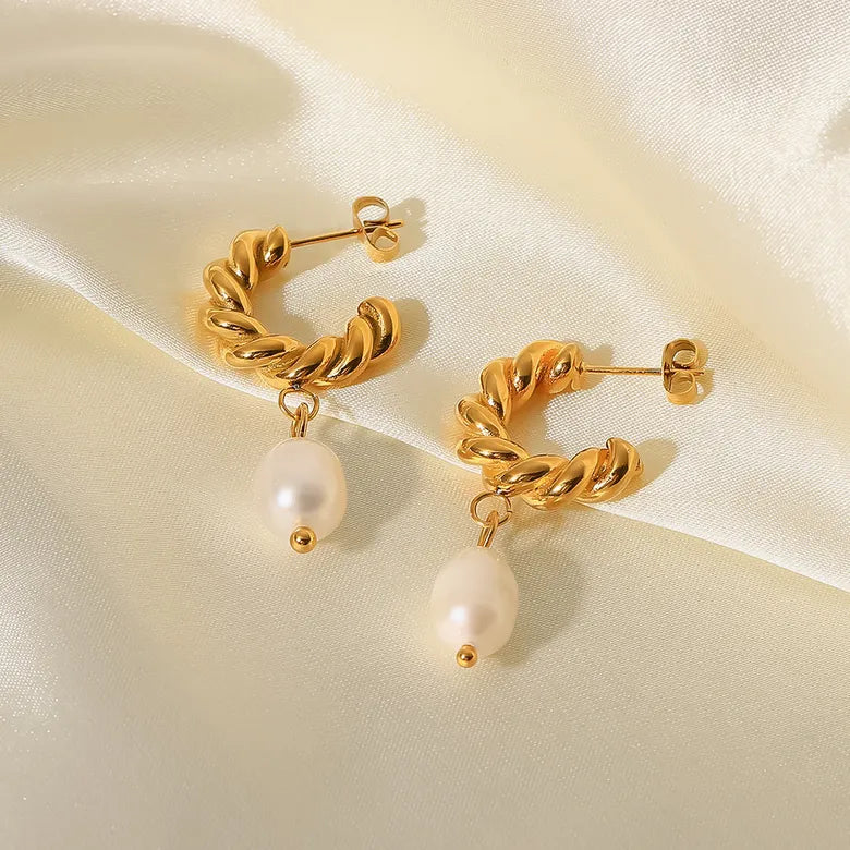 The PLP Huggie Pearl Drop Earrings