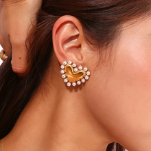 Load image into Gallery viewer, Modern Statement Heart Pearl Earrings
