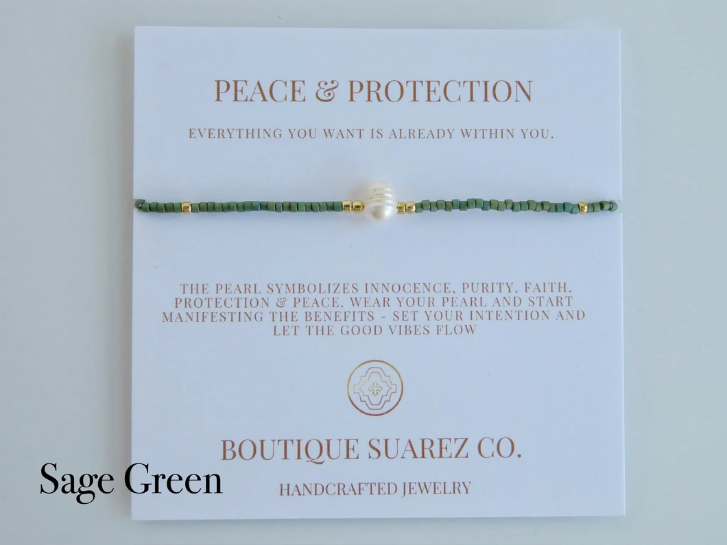 Rena Pearl Peace & Protection Carded Bracelet