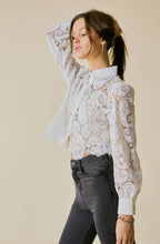 Load image into Gallery viewer, Lace Long Sleeve Button Down Cropped Shirt
