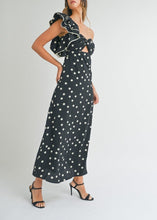 Load image into Gallery viewer, One Shoulder Ruffle Polka Dot Maxi Dress
